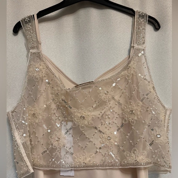 NWT House of Harlow 1960 2-Piece Ivory Champagne Beaded Midi Dress -Size M - Picture 9 of 9